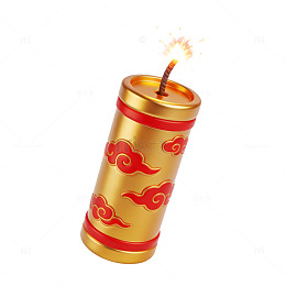 金色祥云爆竹图案元素