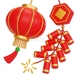 喜庆中国风红灯笼爆竹图案