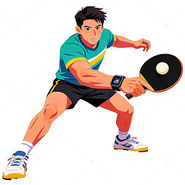 运动风格乒乓球运动员插画素材