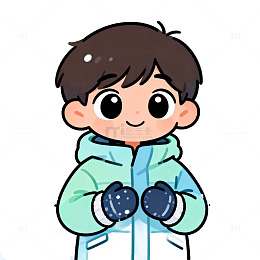 卡通男孩冬日保暖插画