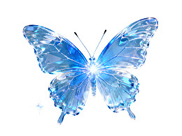 蓝色水晶蝴蝶在白色背景上
