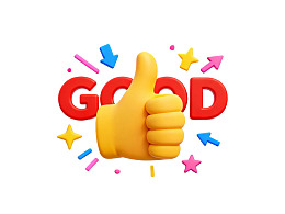 黄色大拇指点赞图标配彩色装饰