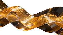 金色波浪丝带闪耀光芒