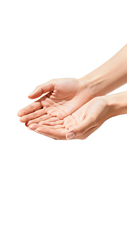 双手掌心向上平视特写