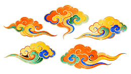 五朵色彩斑斓的祥云图案