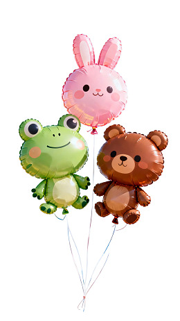 三只卡通动物造型气球