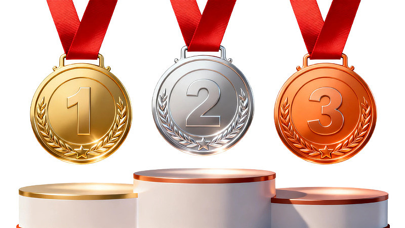 金银铜奖牌与领奖台图片