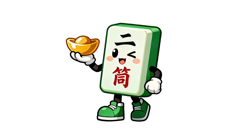 卡通麻将二筒手持金元宝