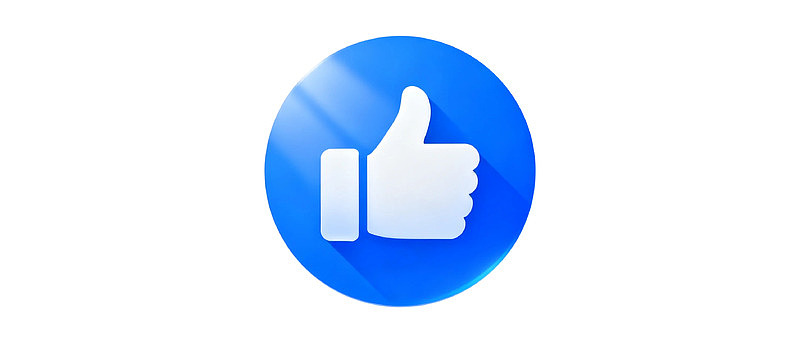 蓝色圆形背景上的点赞手势图标