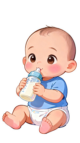 卡通婴儿喝奶瓶图片