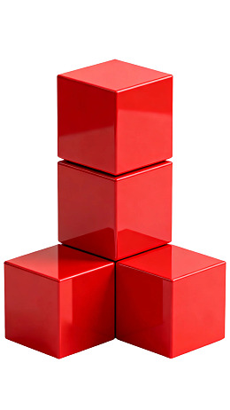 红色立方体堆叠造型图片