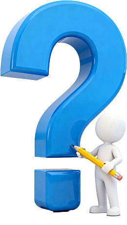 卡通人形手持铅笔画问号