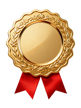 金色奖章配红色丝带图片