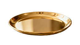 金色圆形盘子特写图片