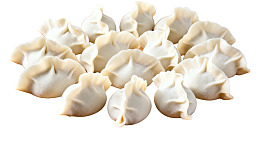 新鲜制作的饺子堆图片