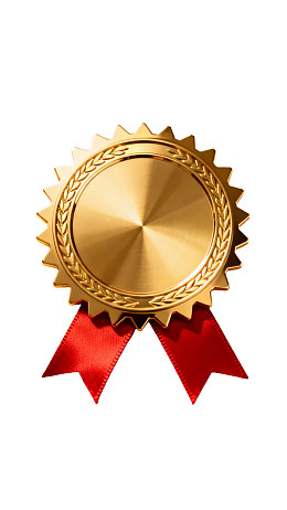 金色奖章配红色丝带图片