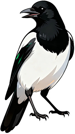 黑白色喜鹊站立姿态图片