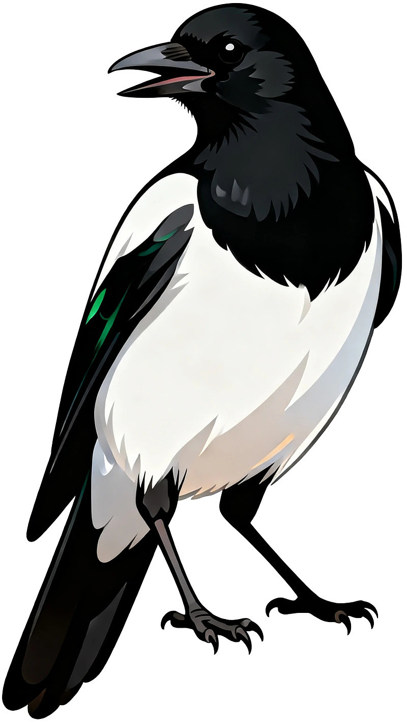 黑白色喜鹊站立姿态图片