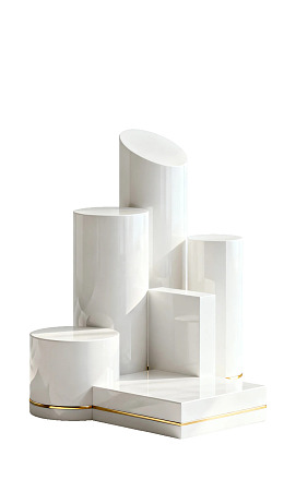 白色几何雕塑摆件图片