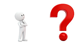 思考者面对巨大问号图片