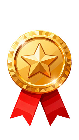 金色奖章配红色绶带图片