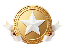 金色奖章配白色五角星