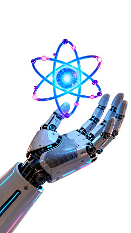 机械手托举原子模型图片