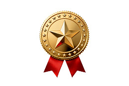 金色奖章配红色绶带图片