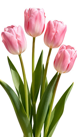四朵粉色郁金香花束图片
