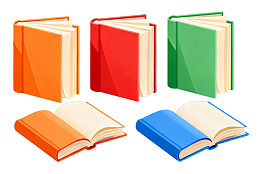 四本彩色书籍开合展示