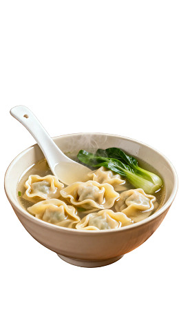 一碗热腾腾的馄饨汤图片