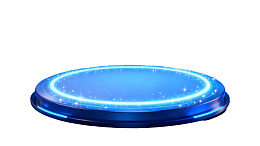 蓝色发光圆盘悬浮于白色背景