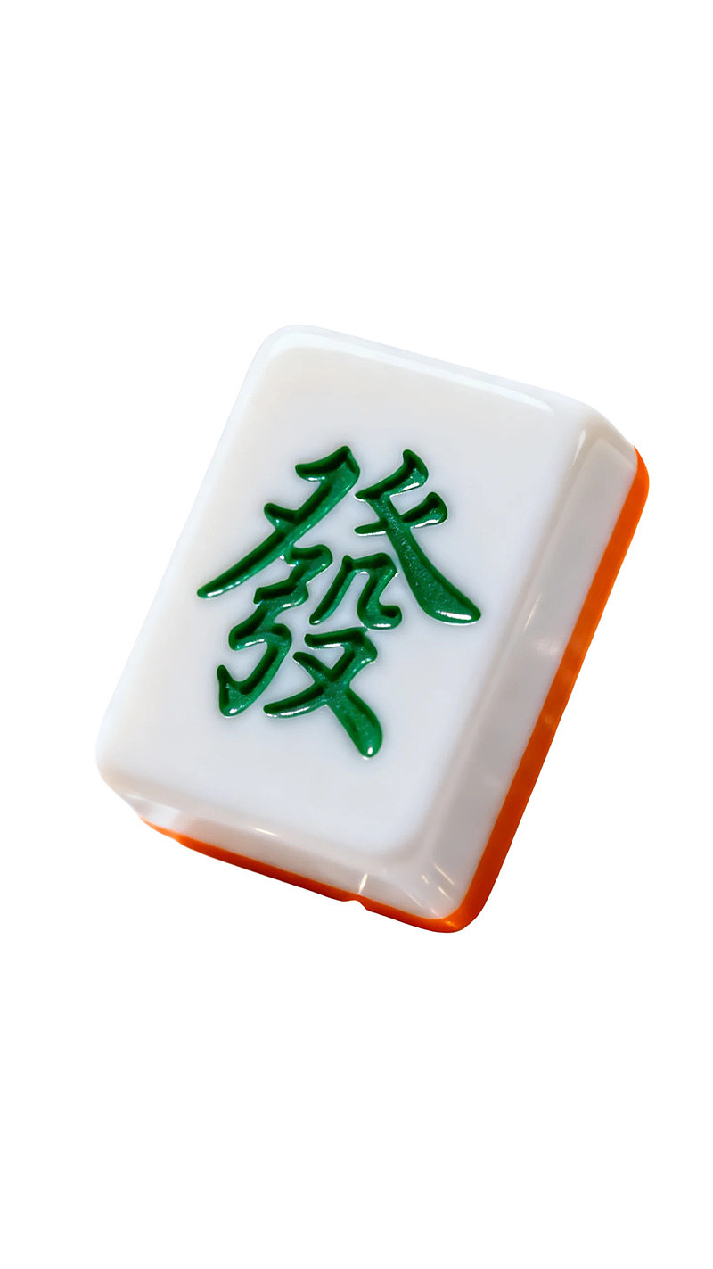 白色麻将牌‘發’字特写