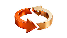 金色与橙色循环箭头图标