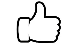 黑色线条勾勒的拇指向上手势