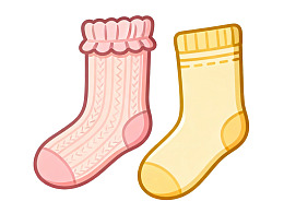 粉色与黄色卡通袜子插画