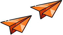 两个橙色纸飞机飞行图案