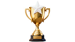 金色奖杯配白色五角星