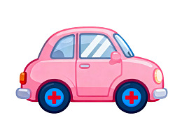 粉色医疗救护车卡通形象