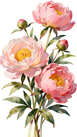 粉色牡丹花水彩画图片