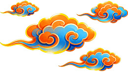 橙蓝相间卷云图案图片