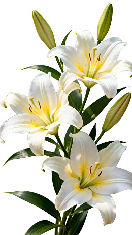 三朵盛开的白色百合花