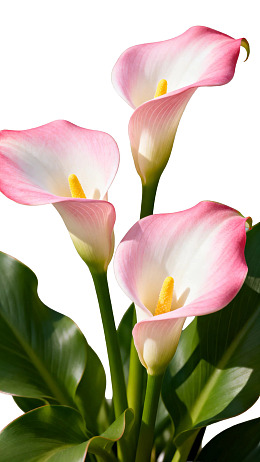 三朵粉白马蹄莲绽放图片