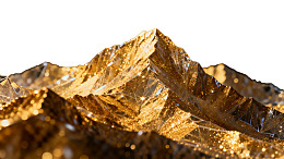金色晶体山脉抽象景观