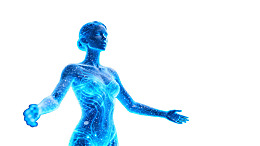 蓝色发光女性人体艺术形象