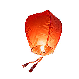 红色孔明灯空中发光图片