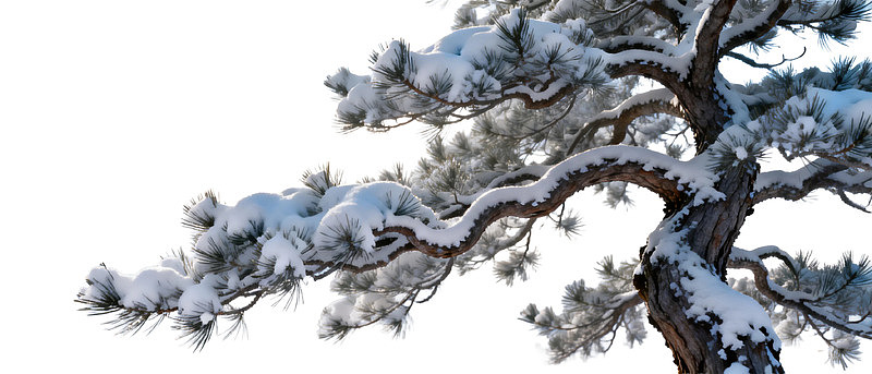 雪覆松枝冬日静景图片