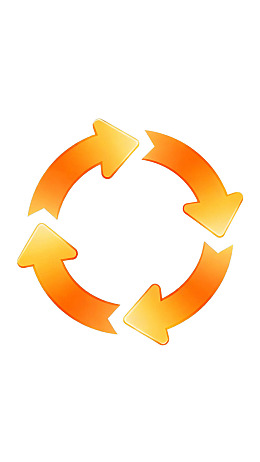 四个橙色箭头组成的循环图标