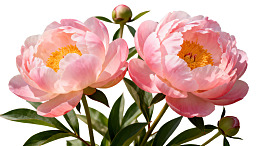 两朵粉色牡丹花绽放图片