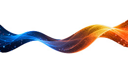 蓝橙渐变波浪光效图案